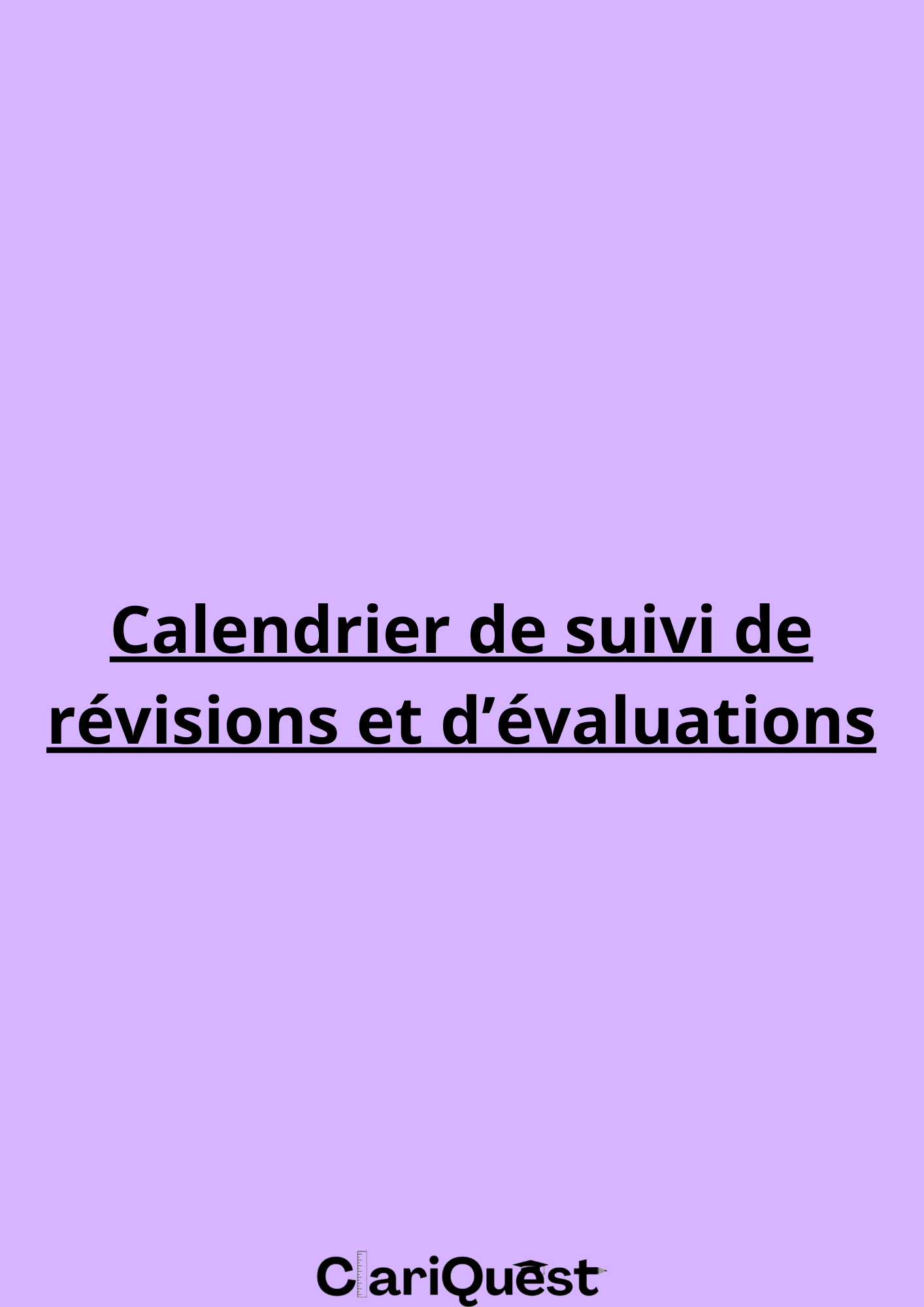 Calendrier de suivi de révisions et d'évaluations