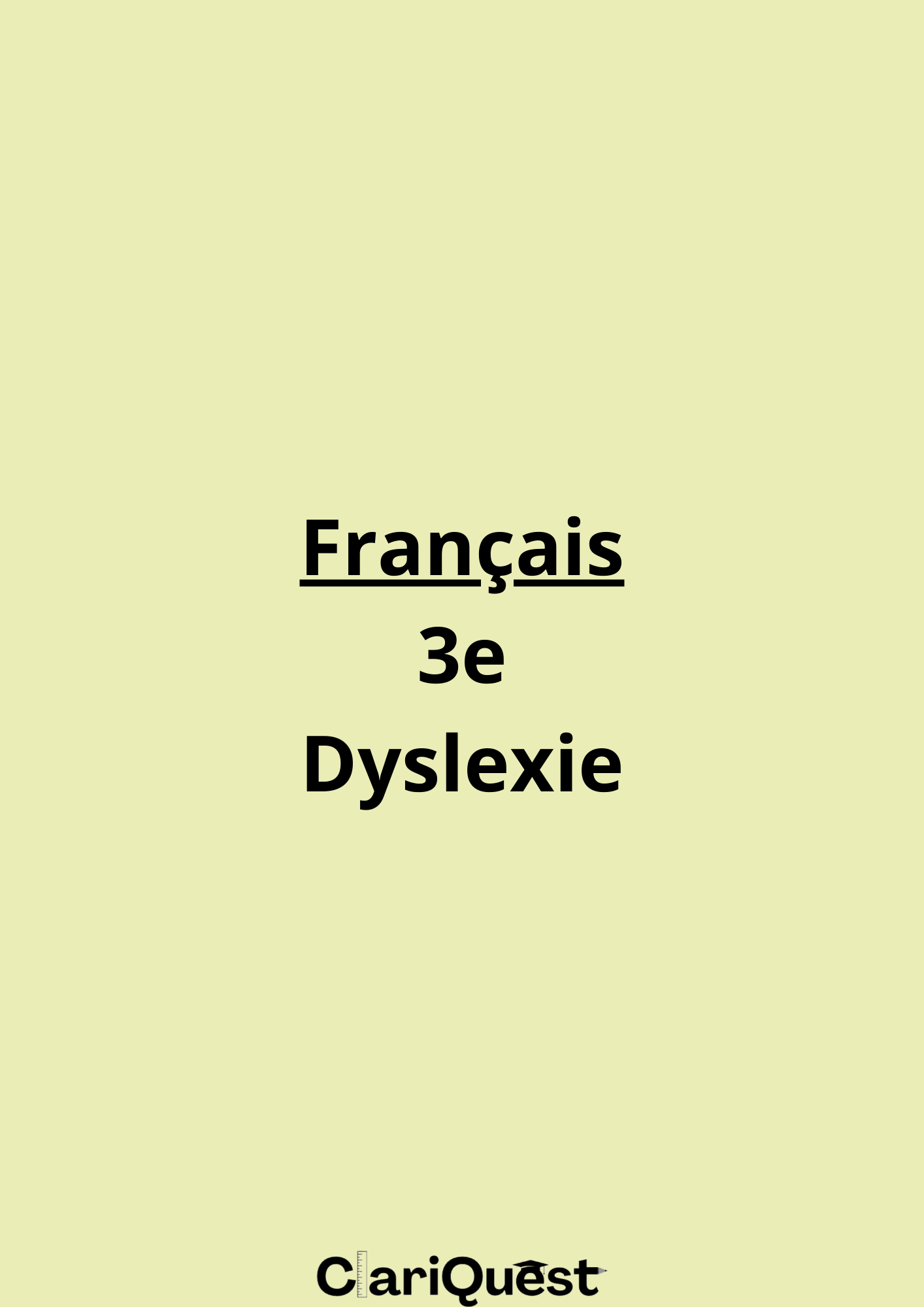Programme de français de 3 ème adapté à la dyslexie