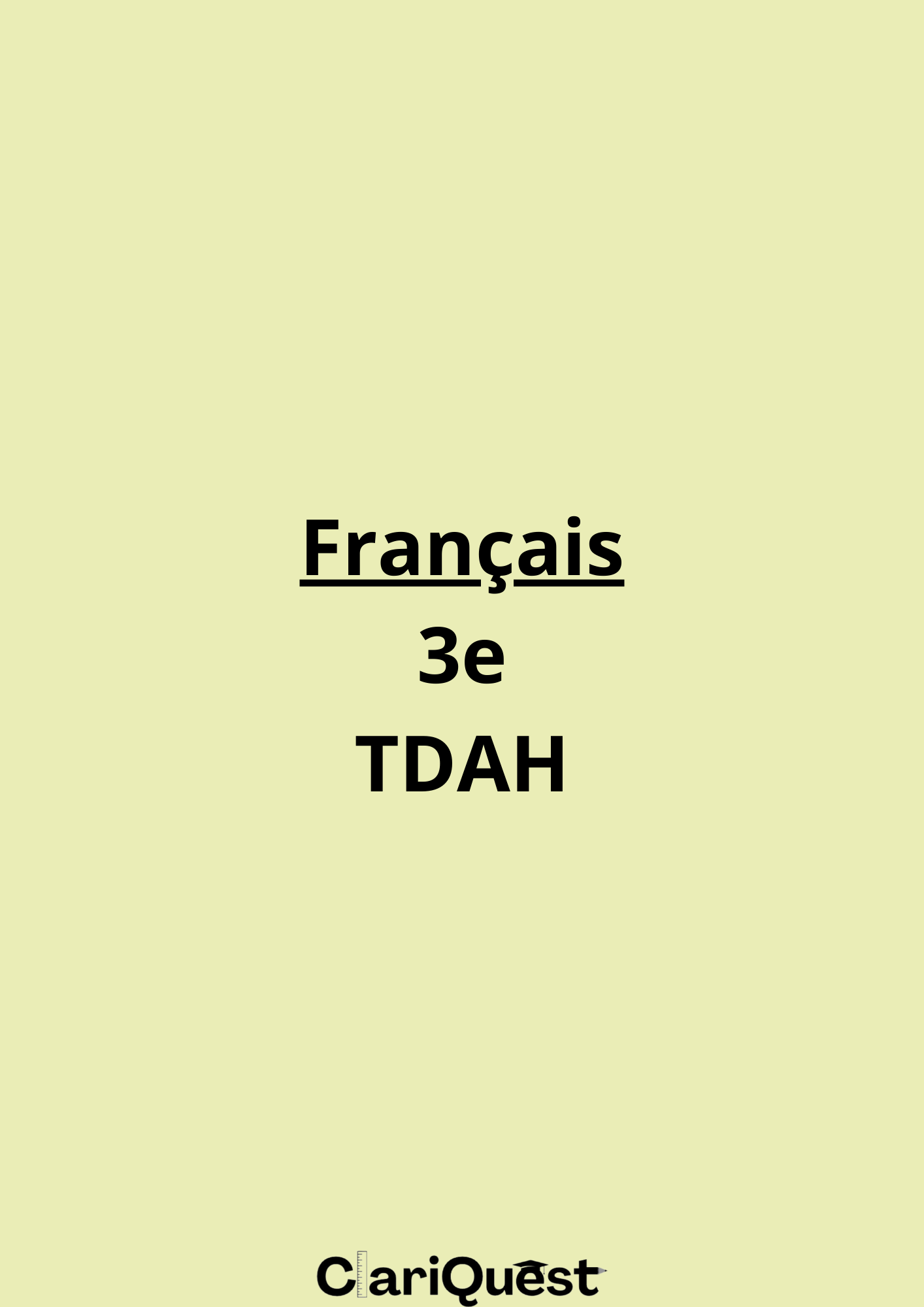 Programme de français de 3 ème TDAH
