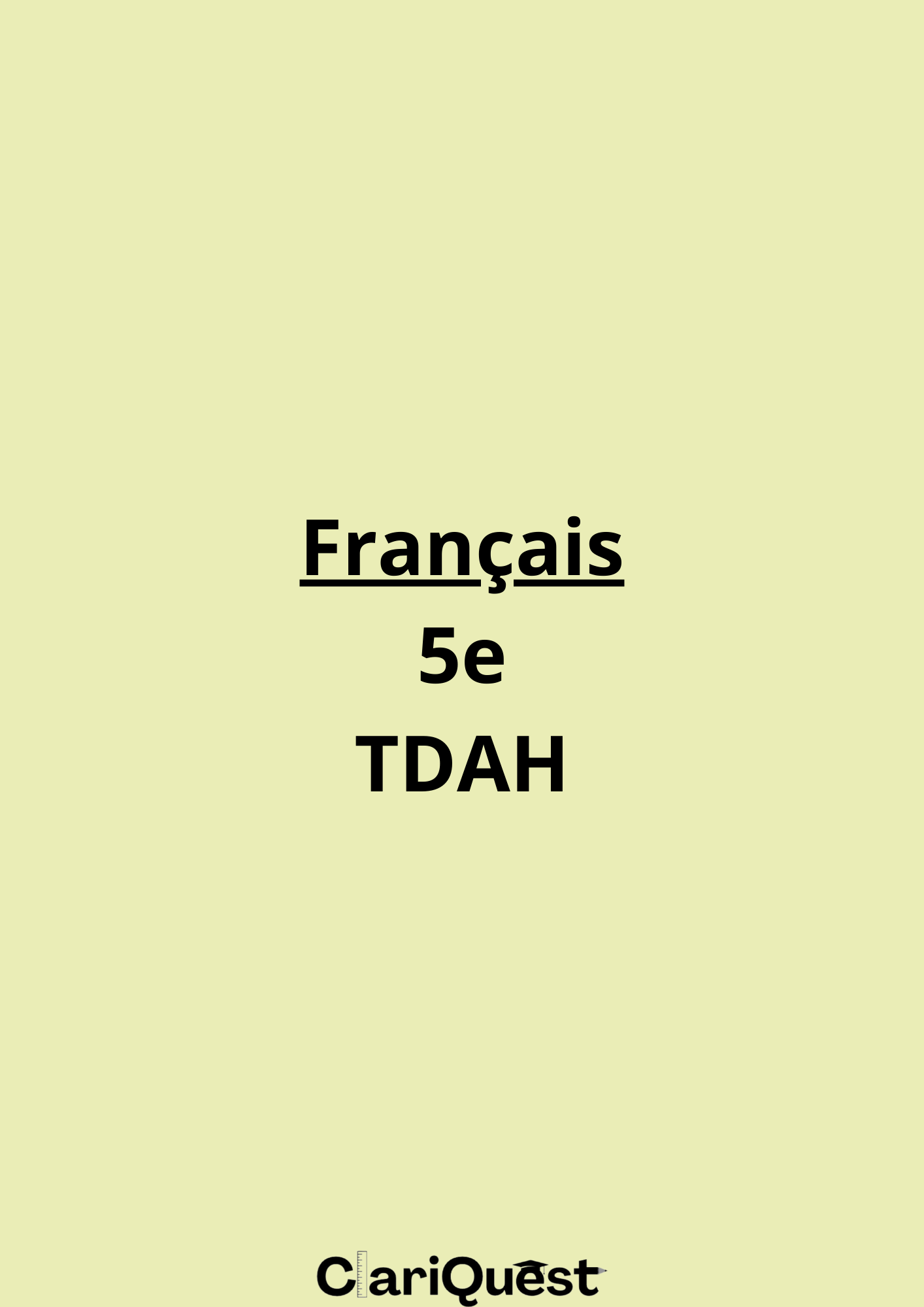 Programme de français de 5 ème TDAH