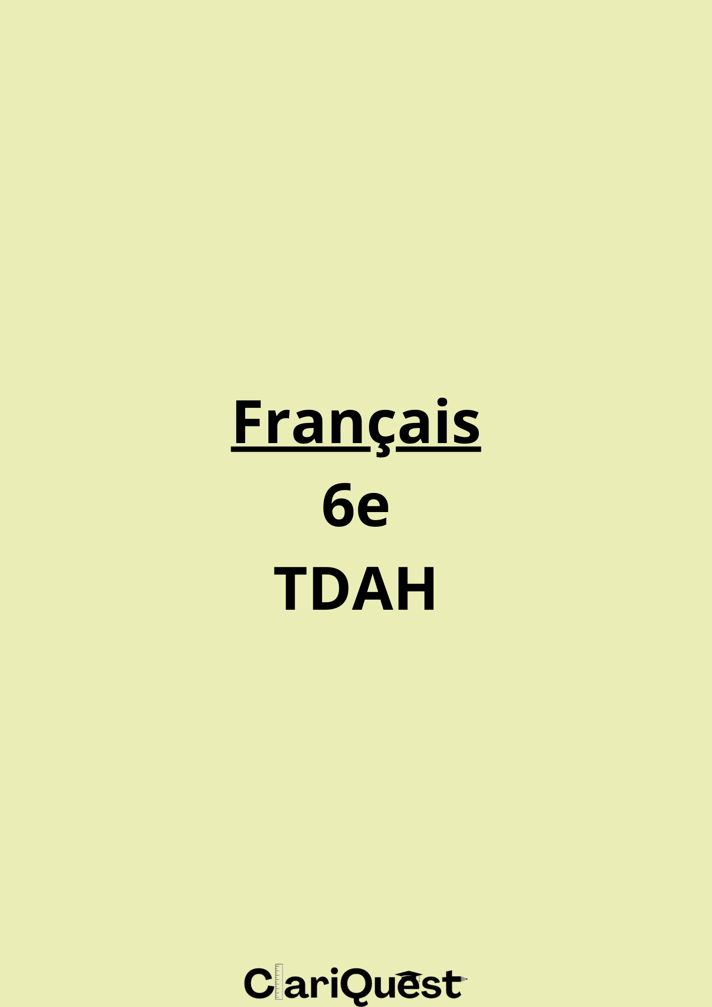 Programme de français de 6 ème TDAH