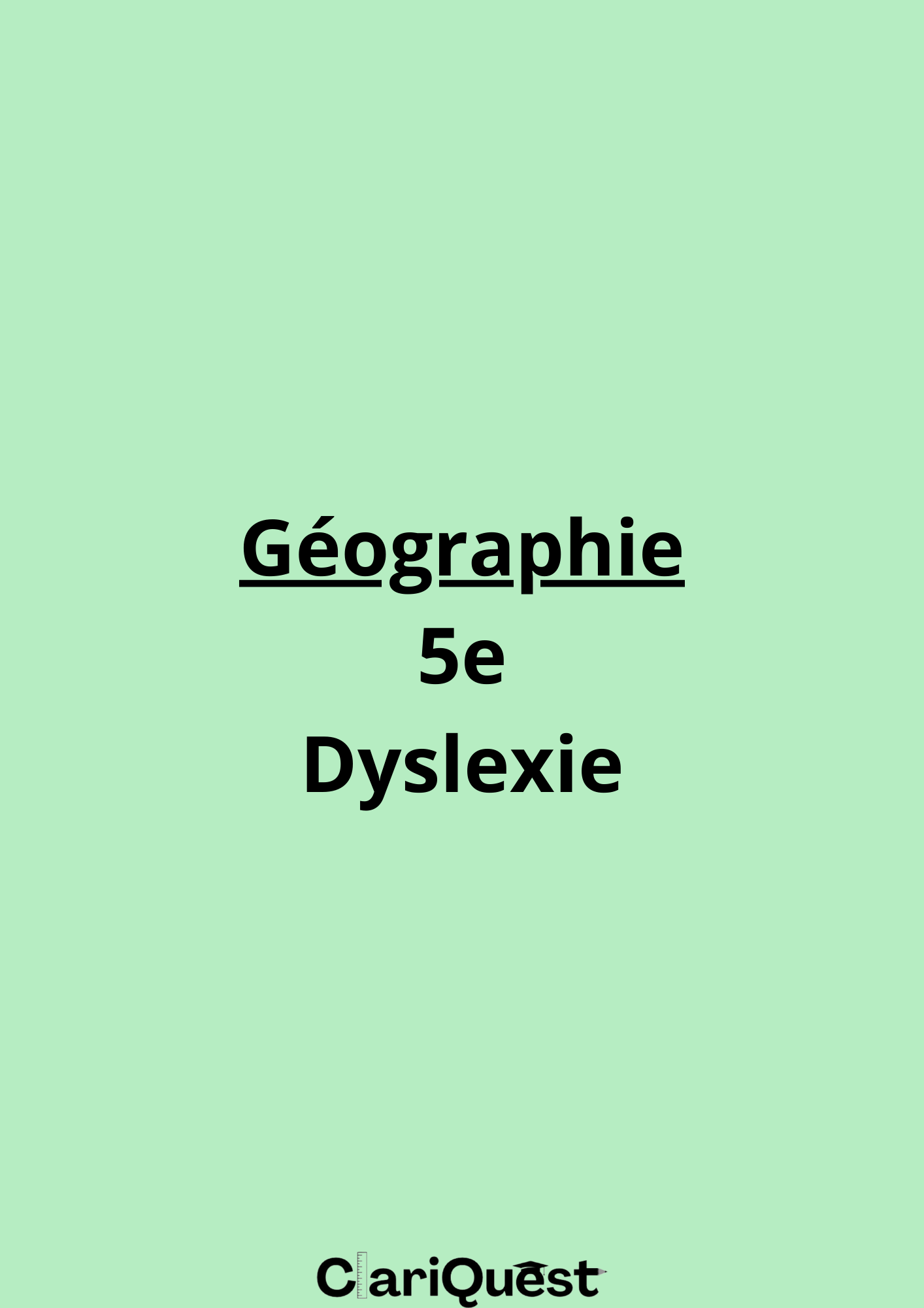 Programme de géographie de 5 ème adapté à la dyslexie