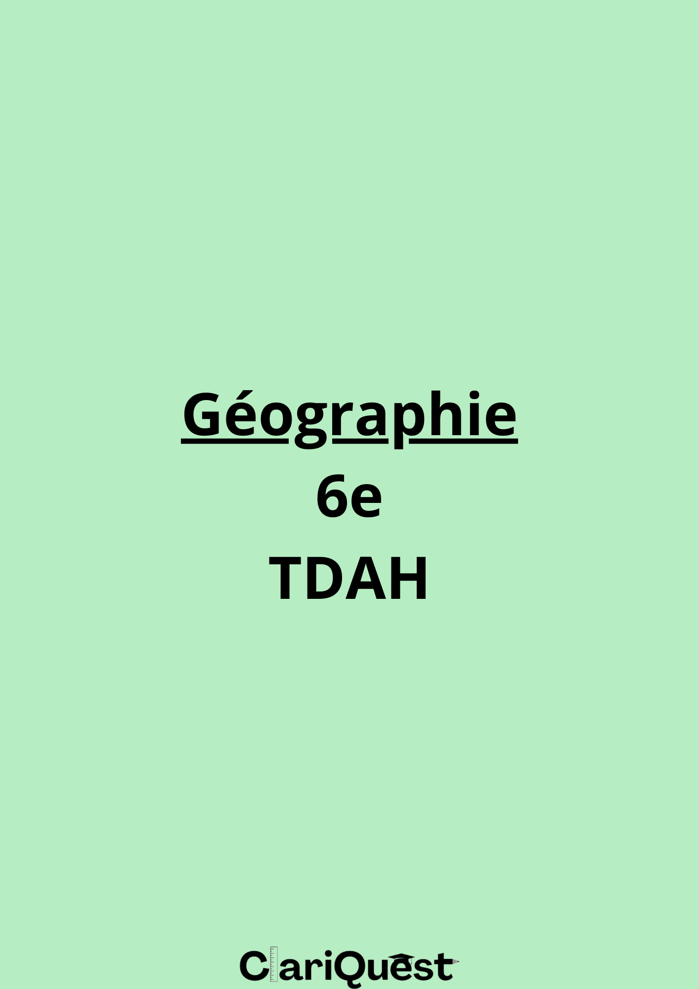 Programme de géographie de 6 ème TDAH
