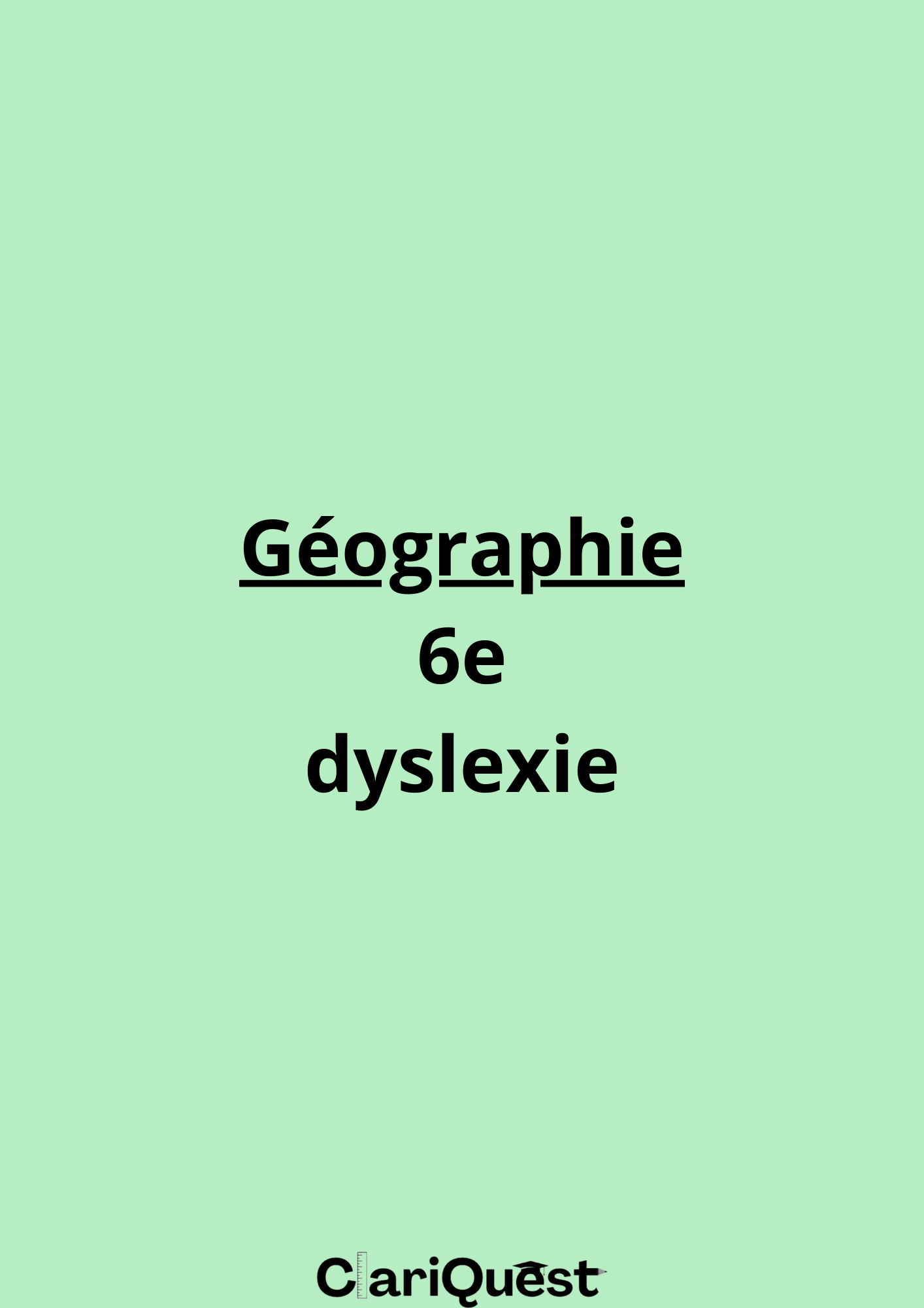 Programme de géographie de 6 ème adapté à la dyslexie