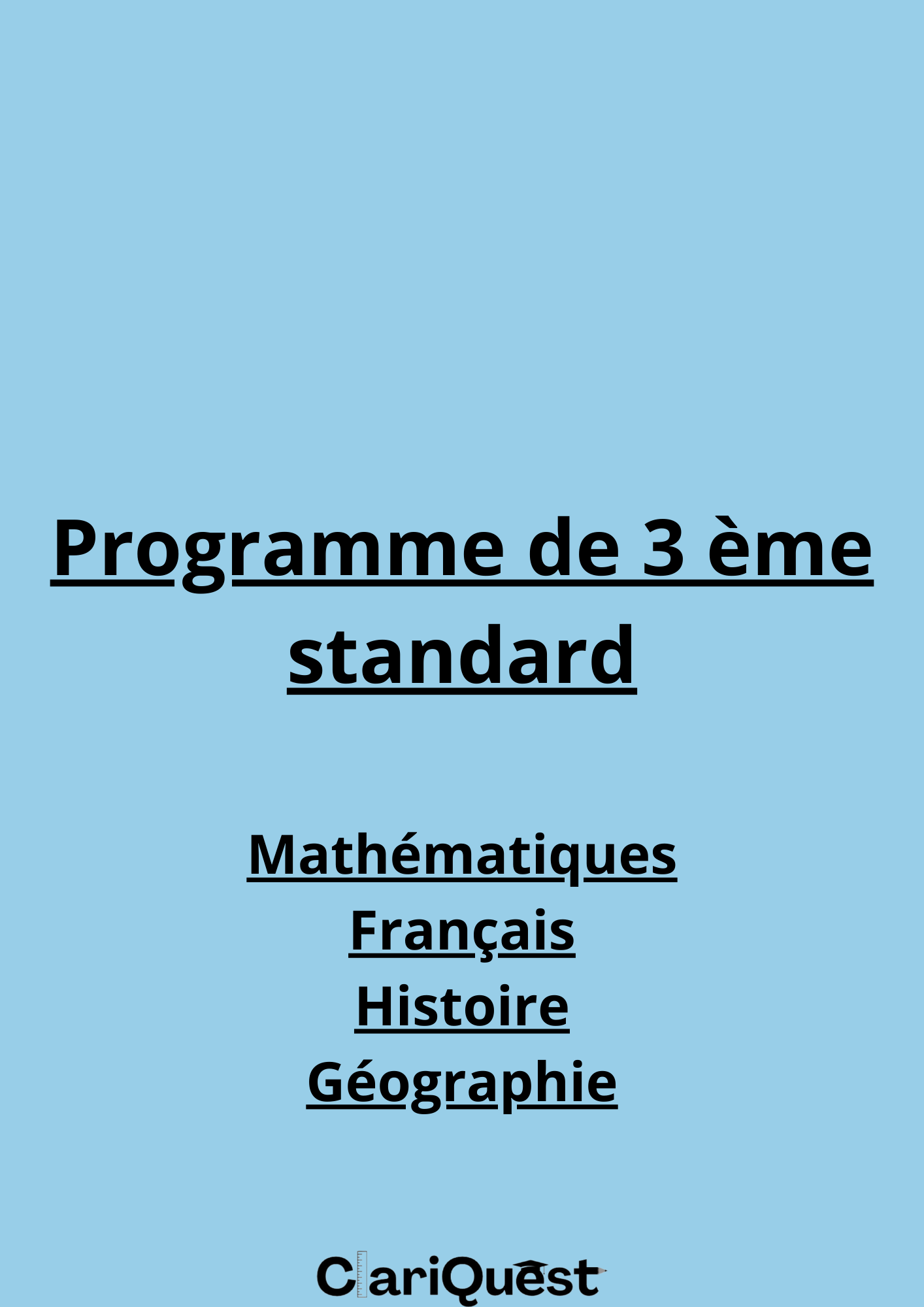 Programme de 3e standard