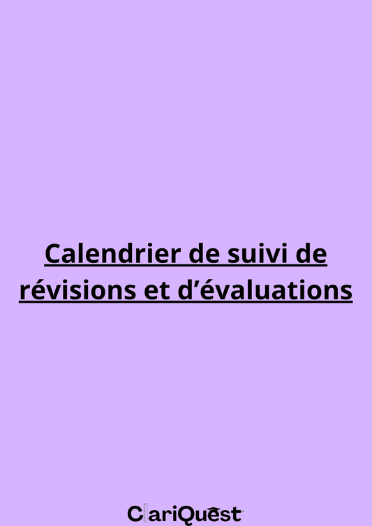 Calendrier de suivi de révisions et d'évaluations