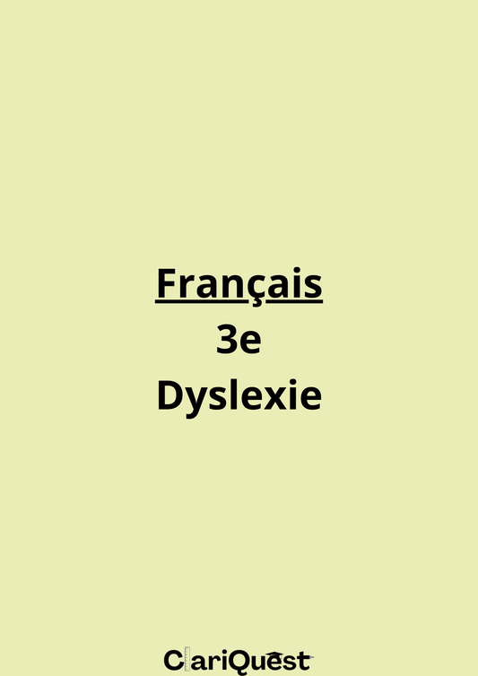Programme de français de 3 ème adapté à la dyslexie