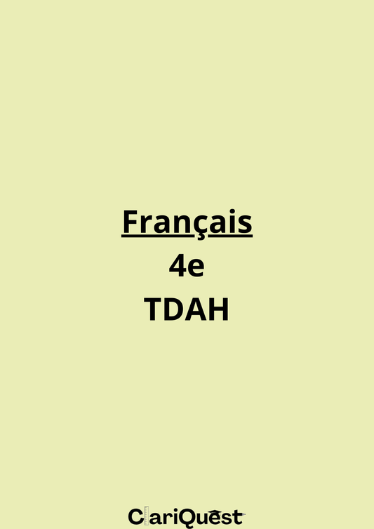 Programme de français de 4 ème TDAH