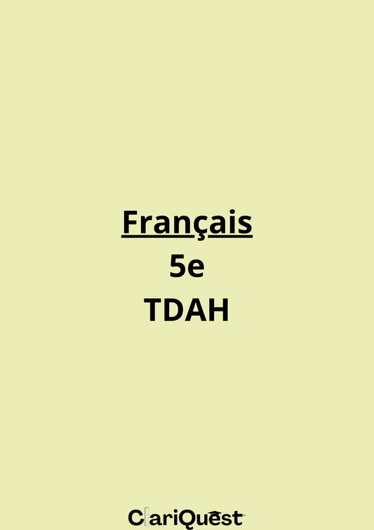 Programme de français de 5 ème TDAH