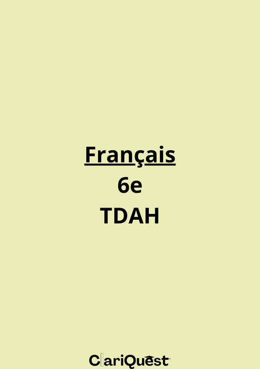Programme de français de 6 ème TDAH