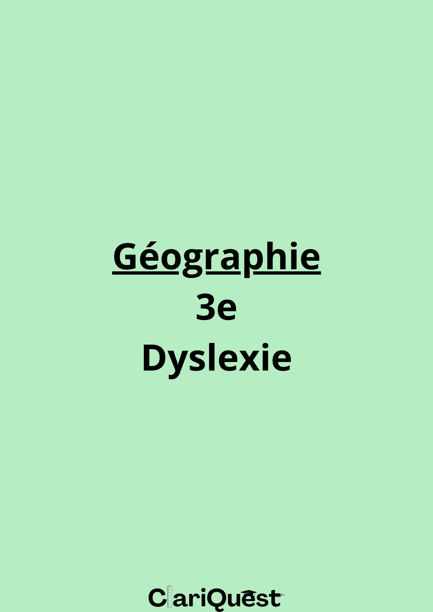 Programme de géographie de 3 ème adapté à la dyslexie