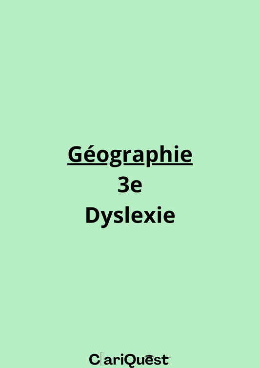 Programme de géographie de 3 ème adapté à la dyslexie