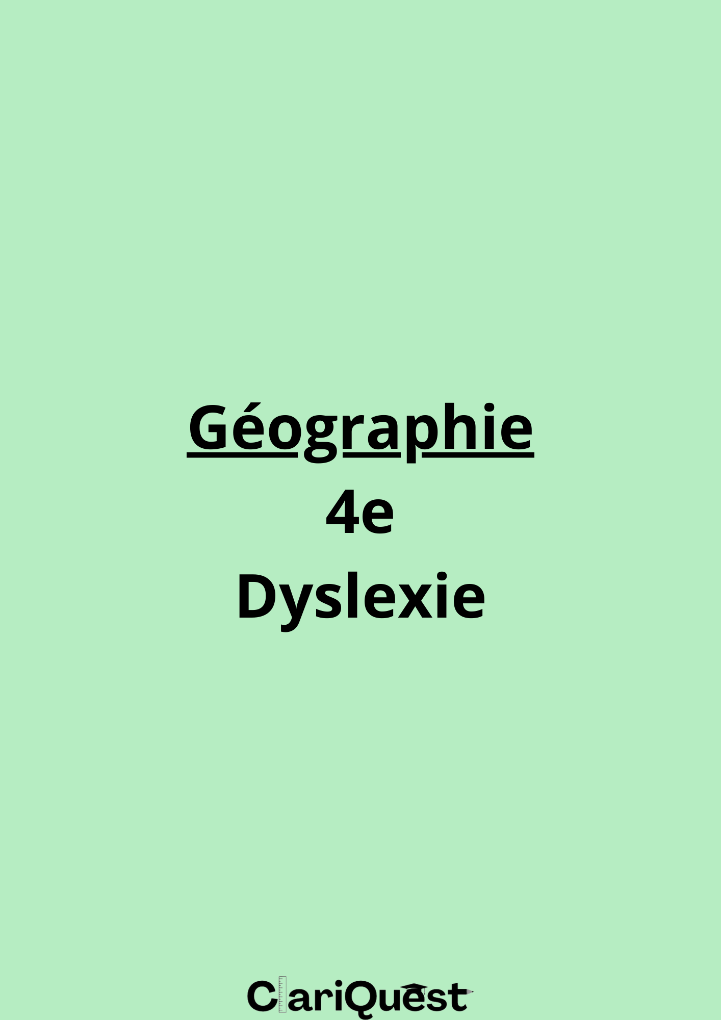 Programme de géographie de 4 ème adapté à la dyslexie