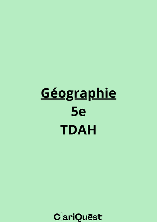 Programme de géographie de 5 ème TDAH