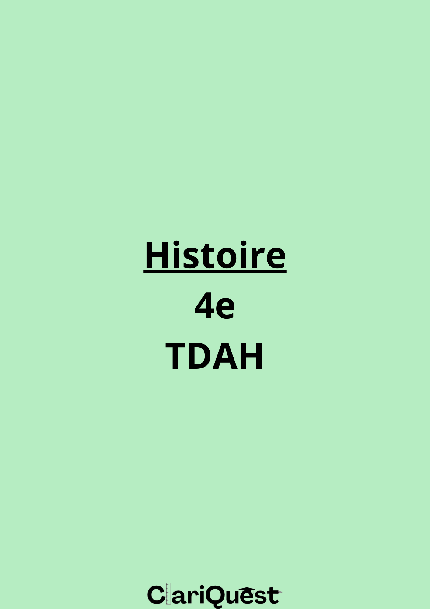 Programme d'histoire de 4 ème TDAH