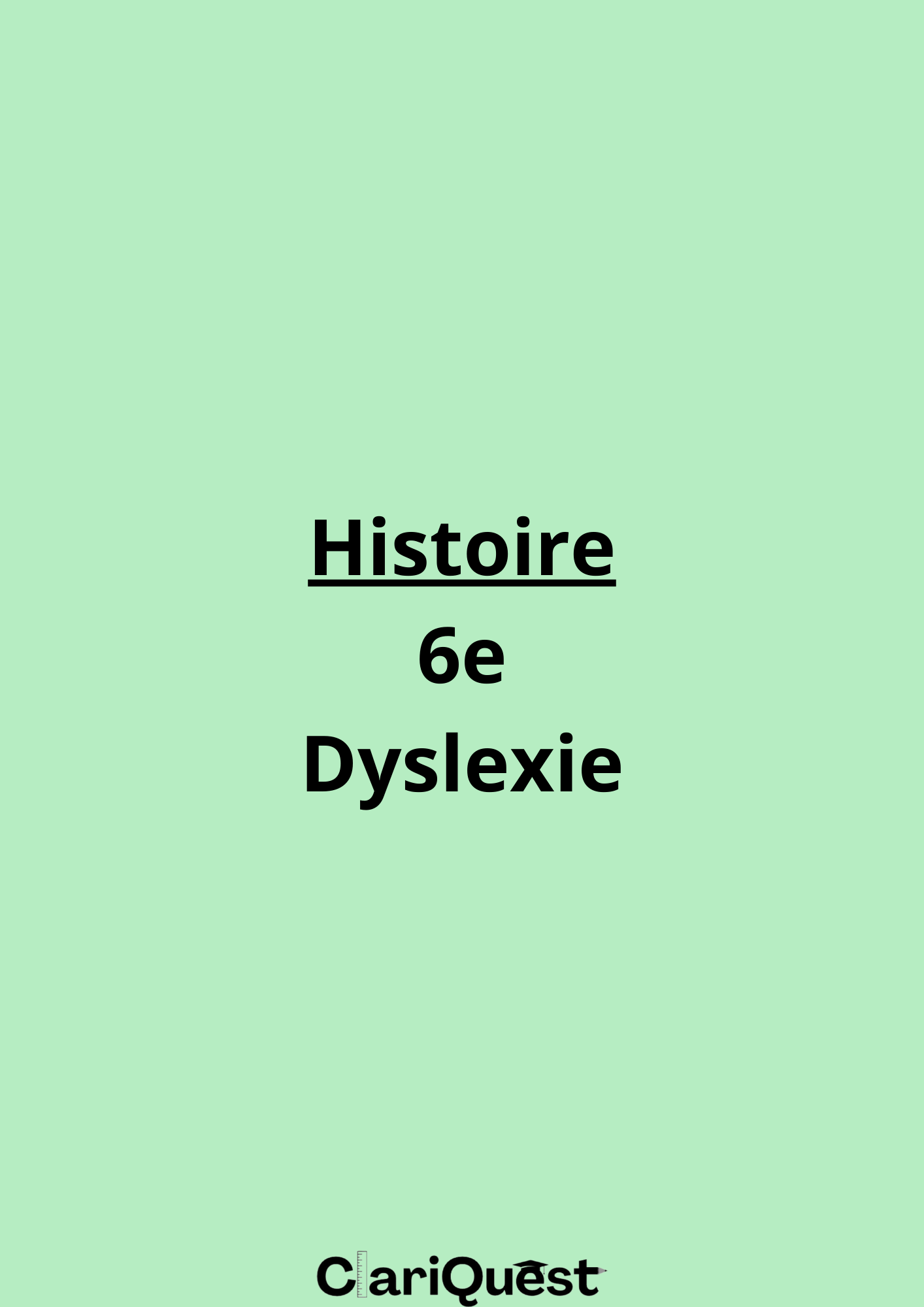 Programme d'histoire de 6 ème adapté à la dyslexie