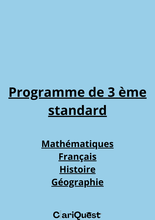 Programme de 3e standard