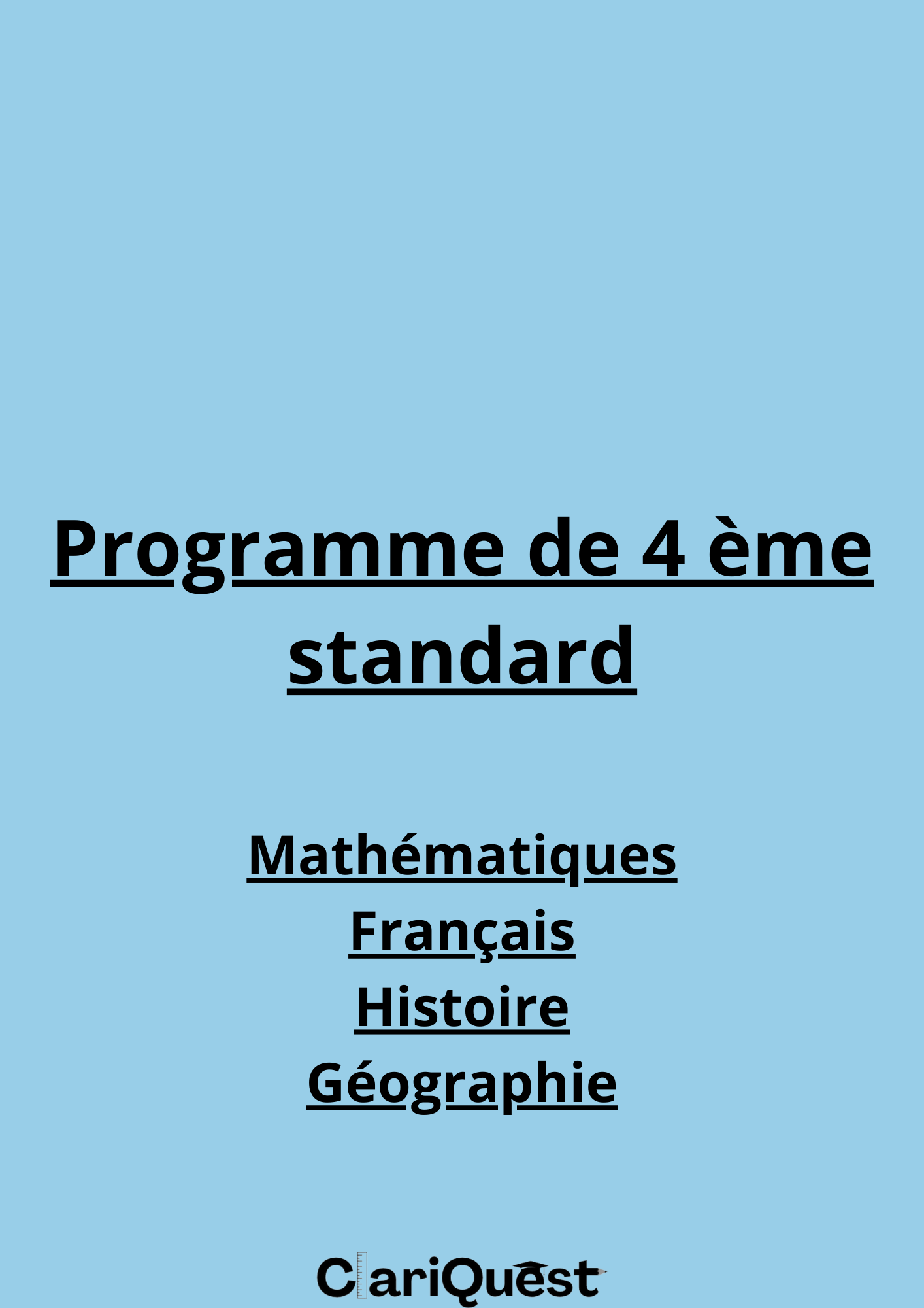 Programme de 4e standard