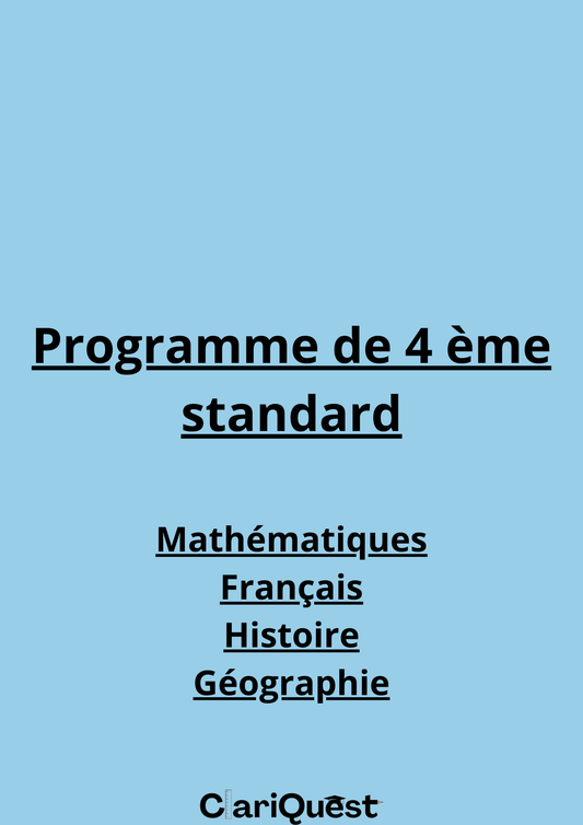 Programme de 4e standard