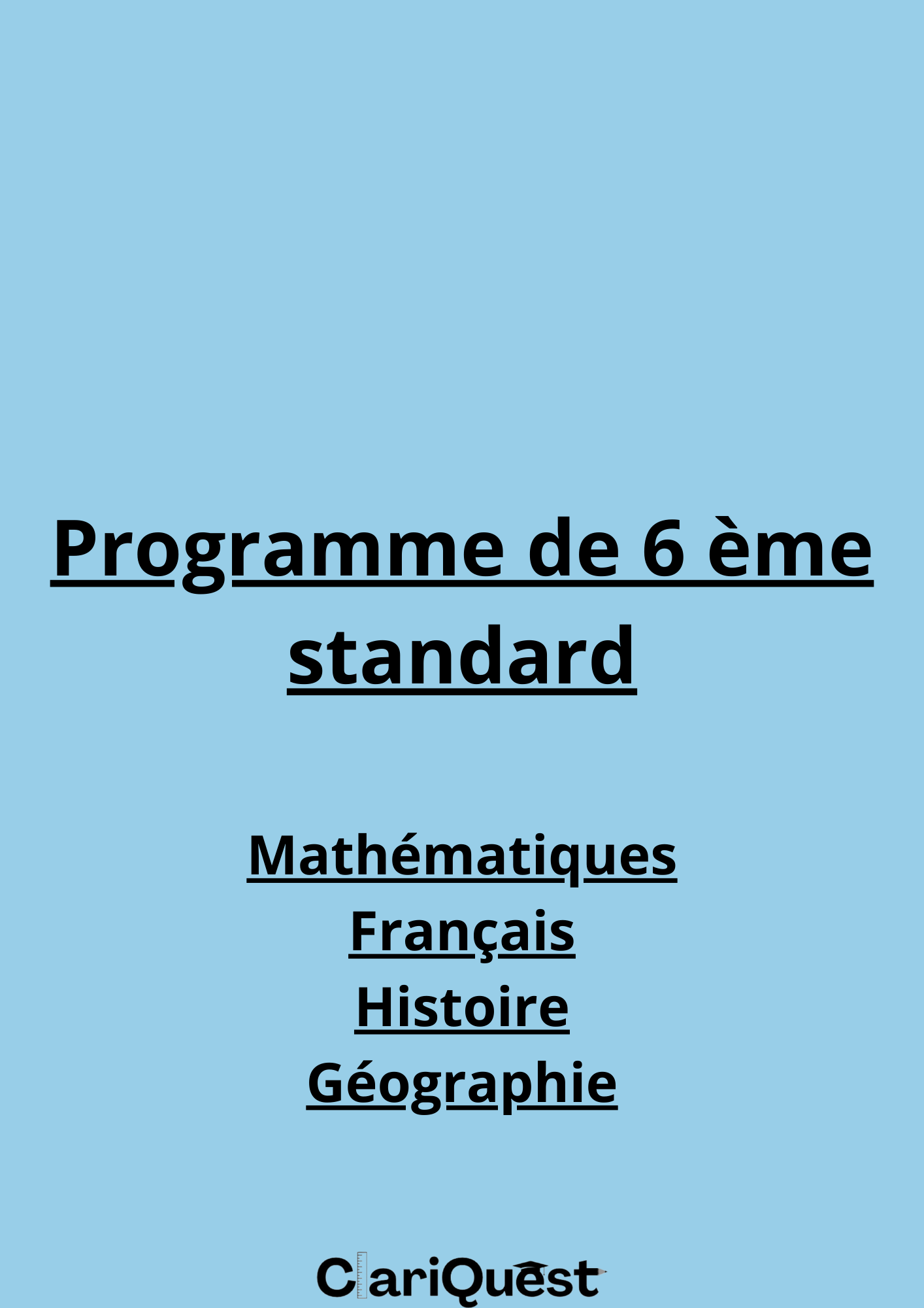 Programme de 6e standard