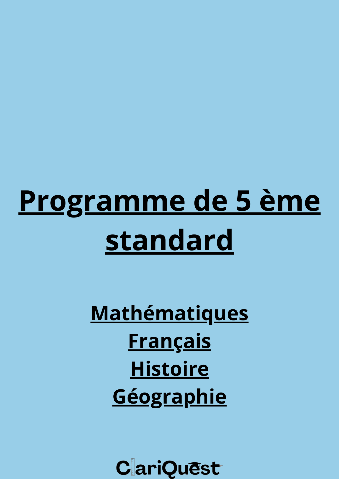 programme de 5e standard