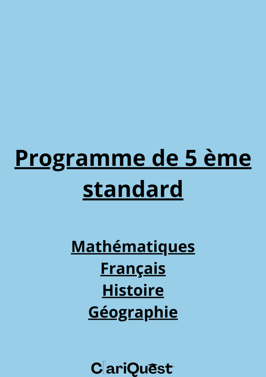 programme de 5e standard
